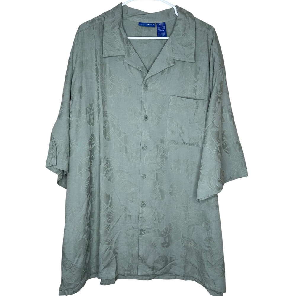 OP NWT Y2K Men's XXL‎ Camp Shirt Sage Green Tropical Rayon Cotton Blend Vacation